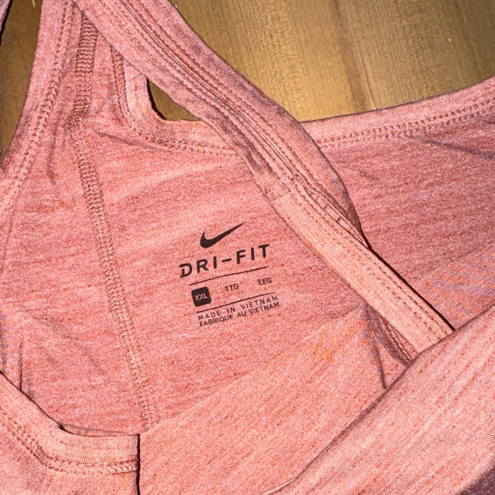 Nike Women’s Heathered Pink Racerback Tank Top Dri-FIT Athletic Workout - Picture 2 of 4